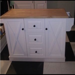 Wooden Kitchen Island Cart with Drawers and Wheels